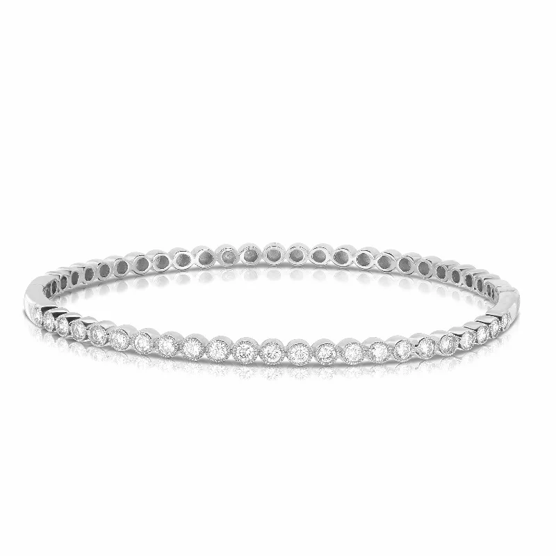 adjustable infinity charm bracelet Bezel Set Diamond Bangle Bracelet, 14K White Gold adjustable infinity charm bracelet Bezel Set Diamond Bangle Bracelet, 14K White Gold