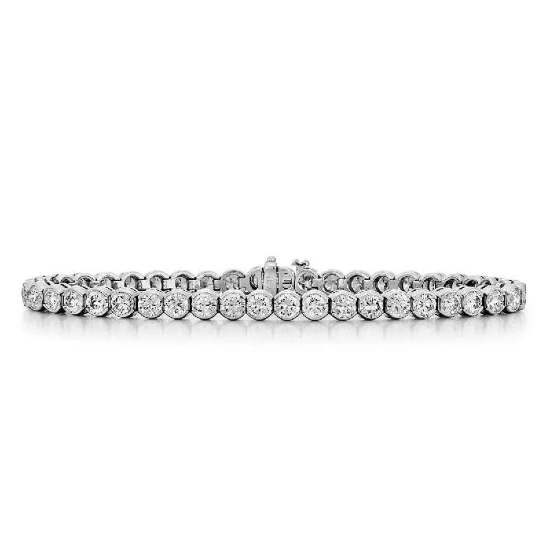 amethyst gemstone engagement ring Bezel Set Diamond Tennis Bracelet, 3 Carats, 14K White Gold