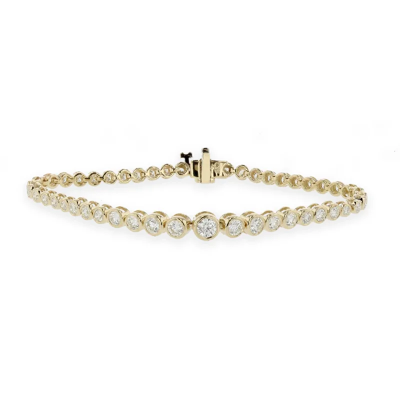 personalized zodiac birthstone necklace Graduated Diamond Bezel Tennis Bracelet, 14K Yellow Gold personalized zodiac birthstone necklace Graduated Diamond Bezel Tennis Bracelet, 14K Yellow Gold