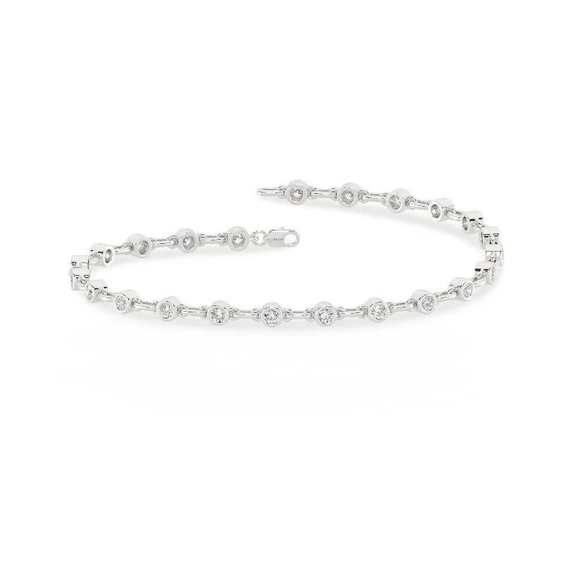 minimalist moonstone bracelet Bezel Set Diamond Tennis Bracelet