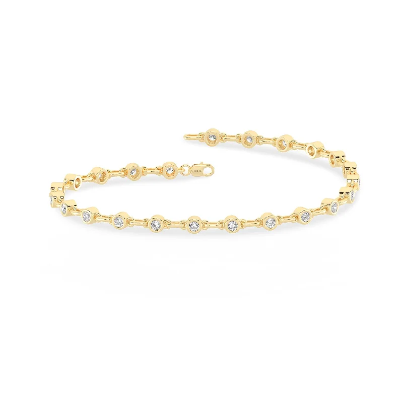 vintage gold engagement ring Bezel Set Diamond Tennis Bracelet