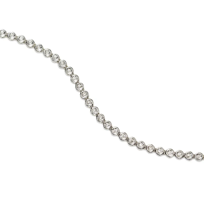 dainty gold anchor bracelet Bezel Set Petite Diamond Bracelet, 14K White Gold