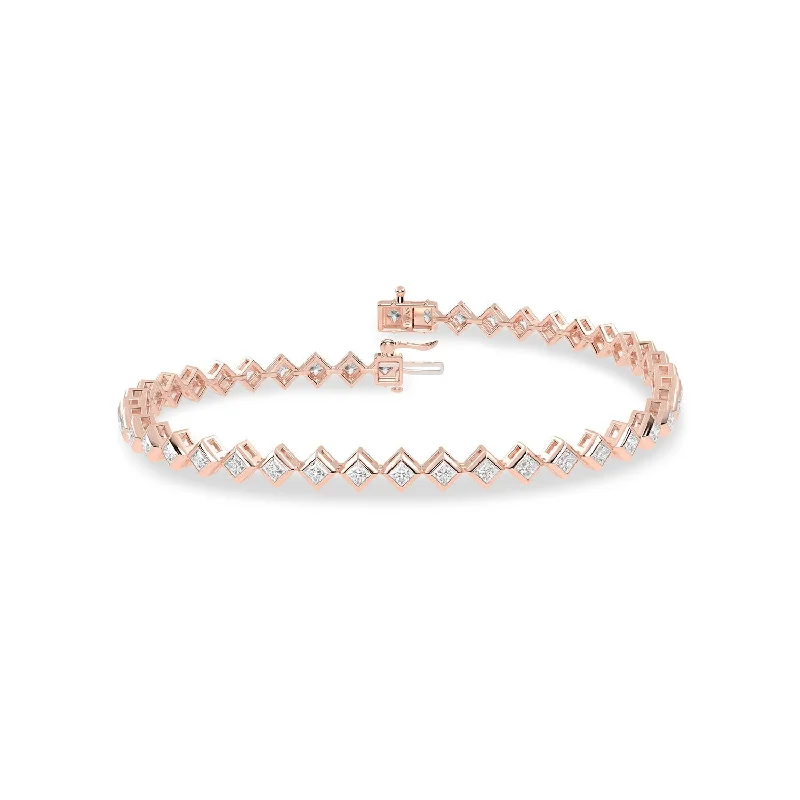 rose gold bezel ring Bezel-Set Princess Tennis Bracelet