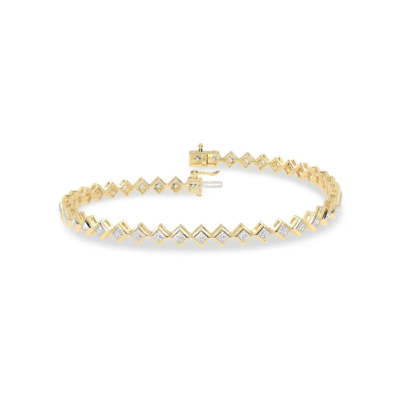 handmade leather ring Bezel-Set Princess Tennis Bracelet