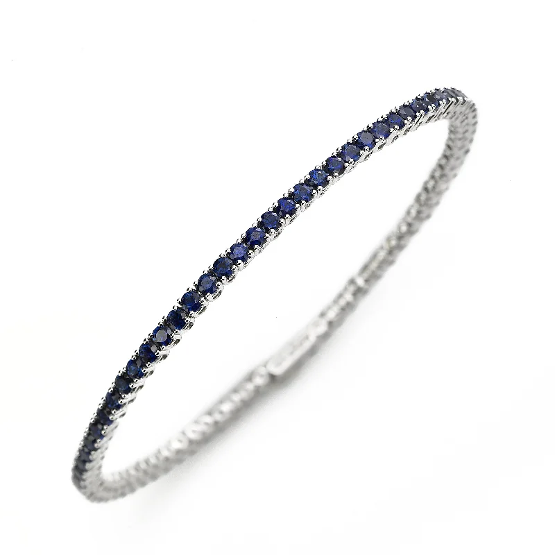 simple crystal pendant necklace Blue Sapphire Cuff Style Bangle Bracelet, 18K White Gold simple crystal pendant necklace Blue Sapphire Cuff Style Bangle Bracelet, 18K White Gold