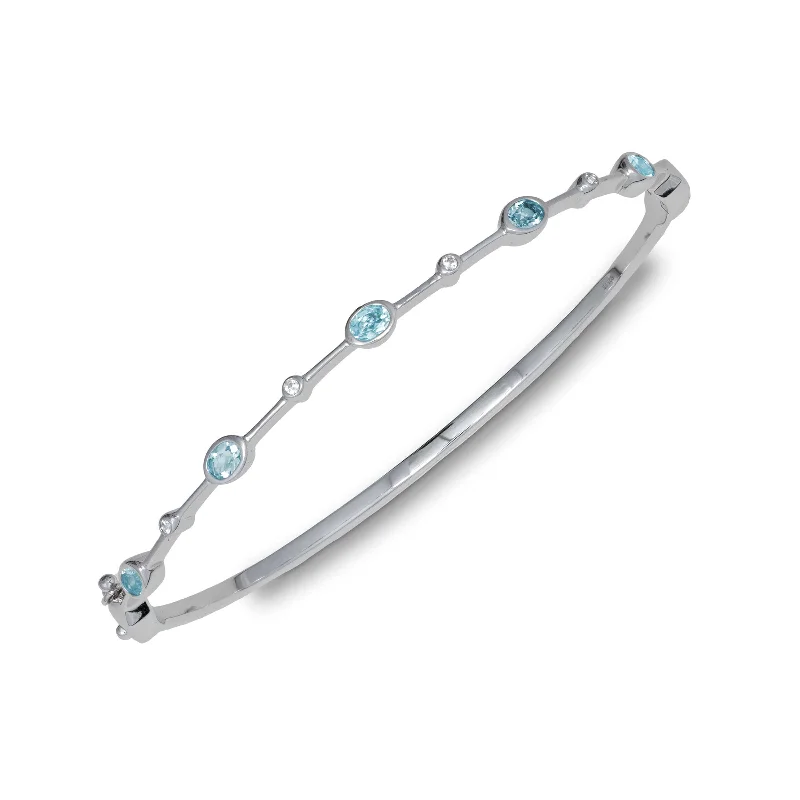 delicate angel wings necklace Blue Topaz and White Sapphire Bangle Bracelet, Sterling Silver
