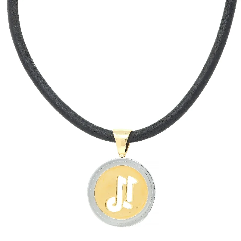 minimal diamond bar necklace Bulgari 1990s 18 Karat Gold Steel Capricorn Zodiac Tondo Vintage Pendant Necklace