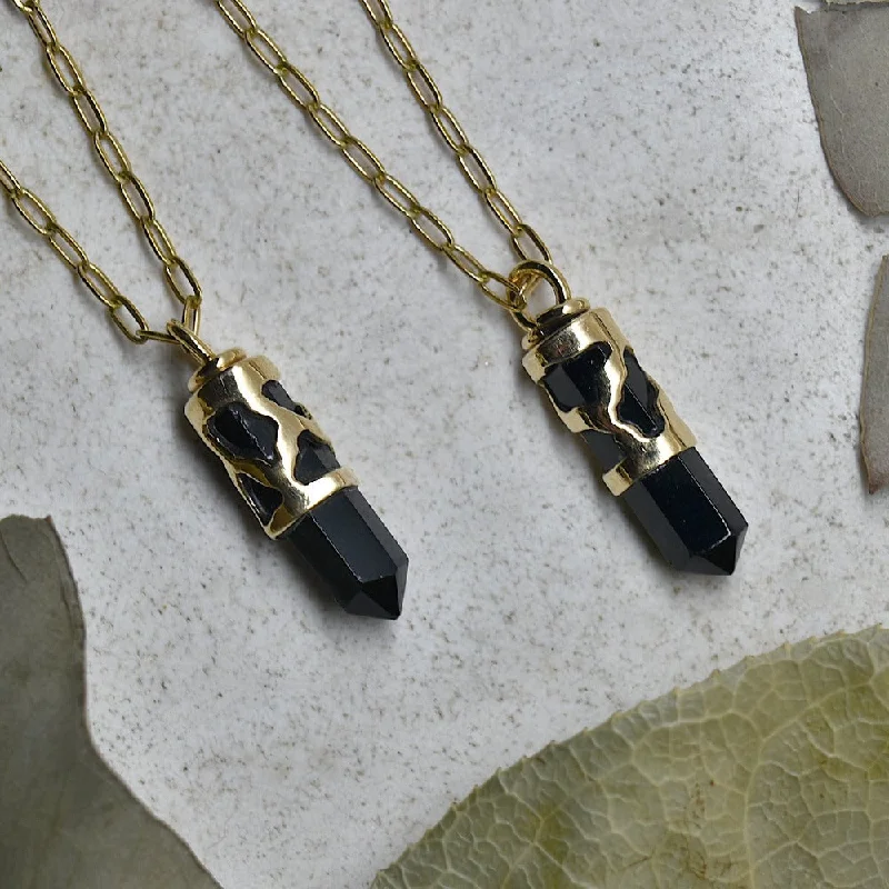 unique silver branch ring Caged Onyx Necklace
