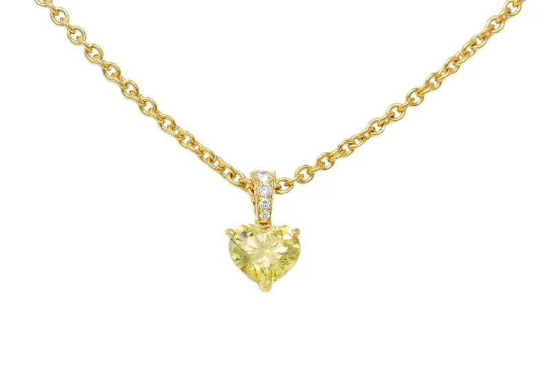 ethical lab-grown diamond ring Cartier French 2.33 CTW Fancy Intense Yellow Heart Cut Diamond 18 Karat Yellow Gold Pendant Necklace GIA