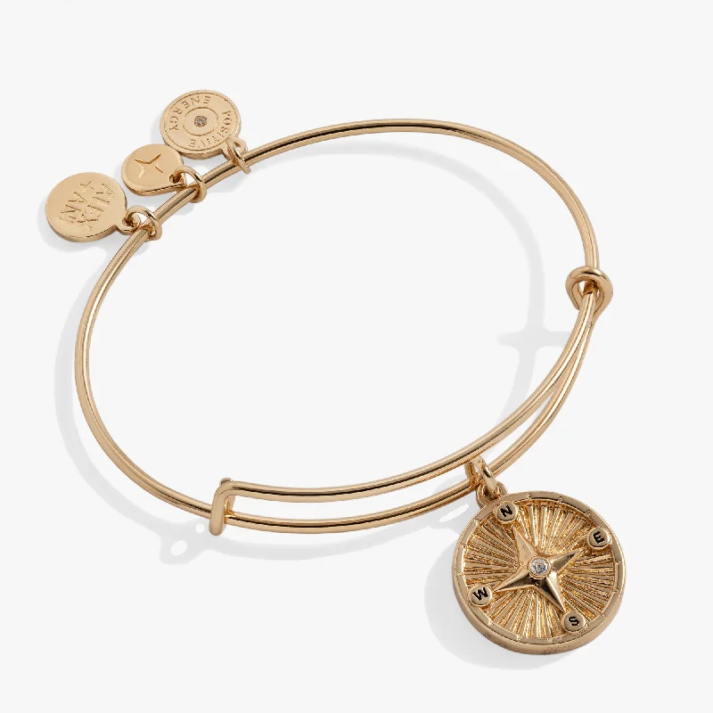 silver rope chain men Compass Charm Bangle