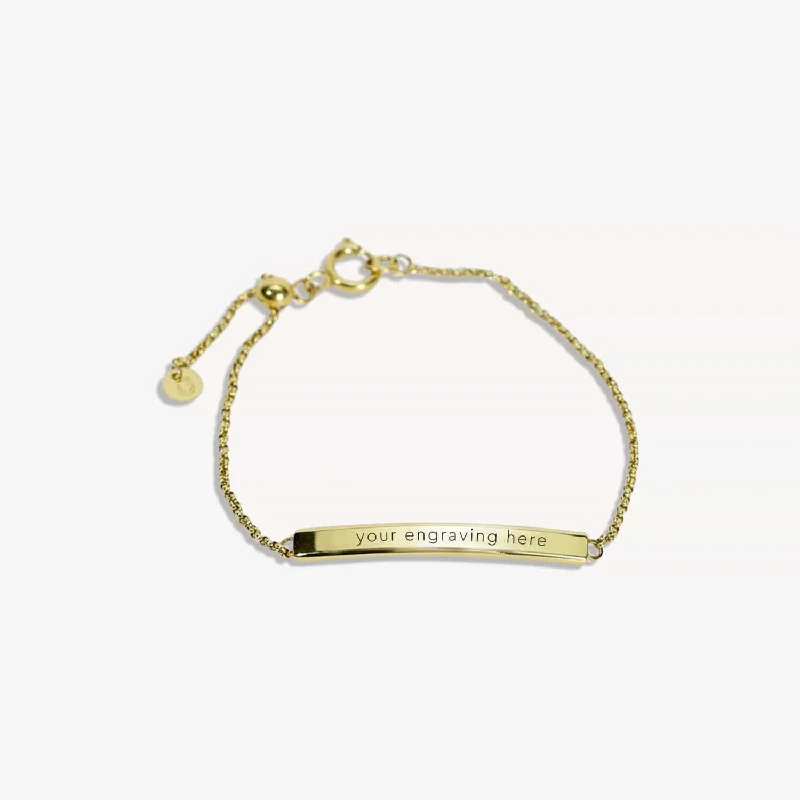 hand-stamped coordinates bracelet The Engravable Bar Bracelet in Gold