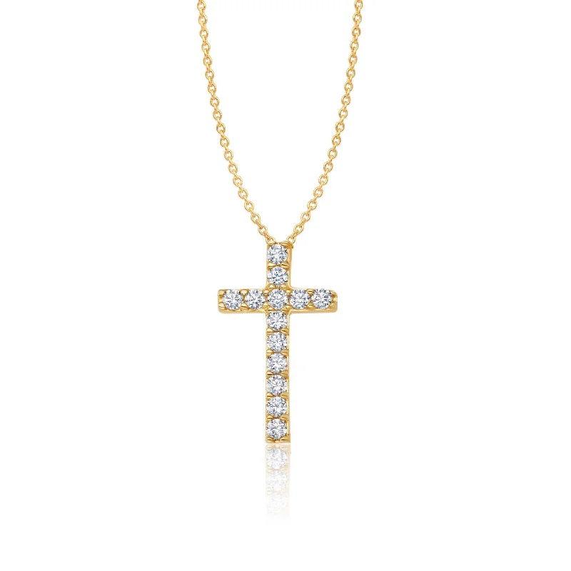 diamond halo pendant necklace Crislu 18KT Yellow Gold Plated Sterling Silver 18-inch Cross Pendant