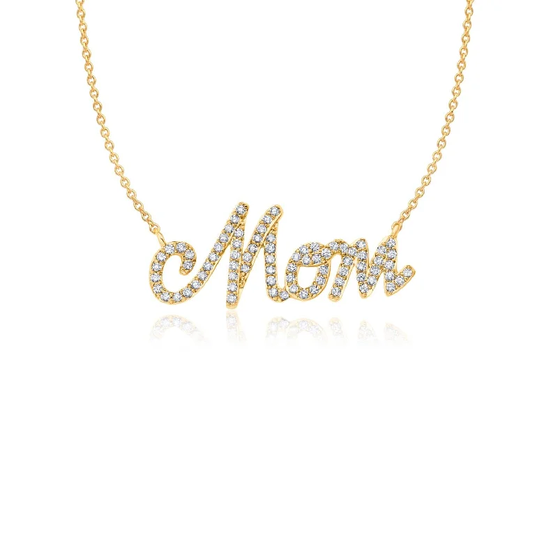 double-layered choker necklace Crislu 18KT Yellow Gold Plated Sterling Silver Cubic Zirconia 18-inch Mom Pendant