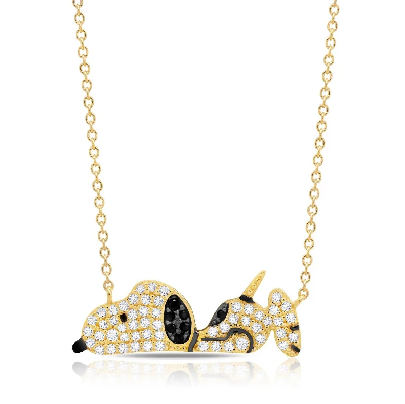 crystal drop earrings elegant Crislu 18KT Yellow Gold Plated Sterling Silver Cubic Zirconia 18-inch Snoopy Pendant