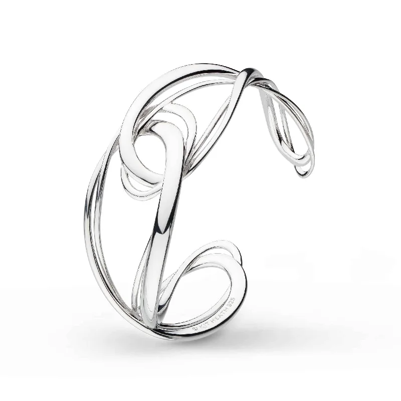 minimalist birthstone bangle Curved Open Cuff, 8.50 Inches, Sterling Silver