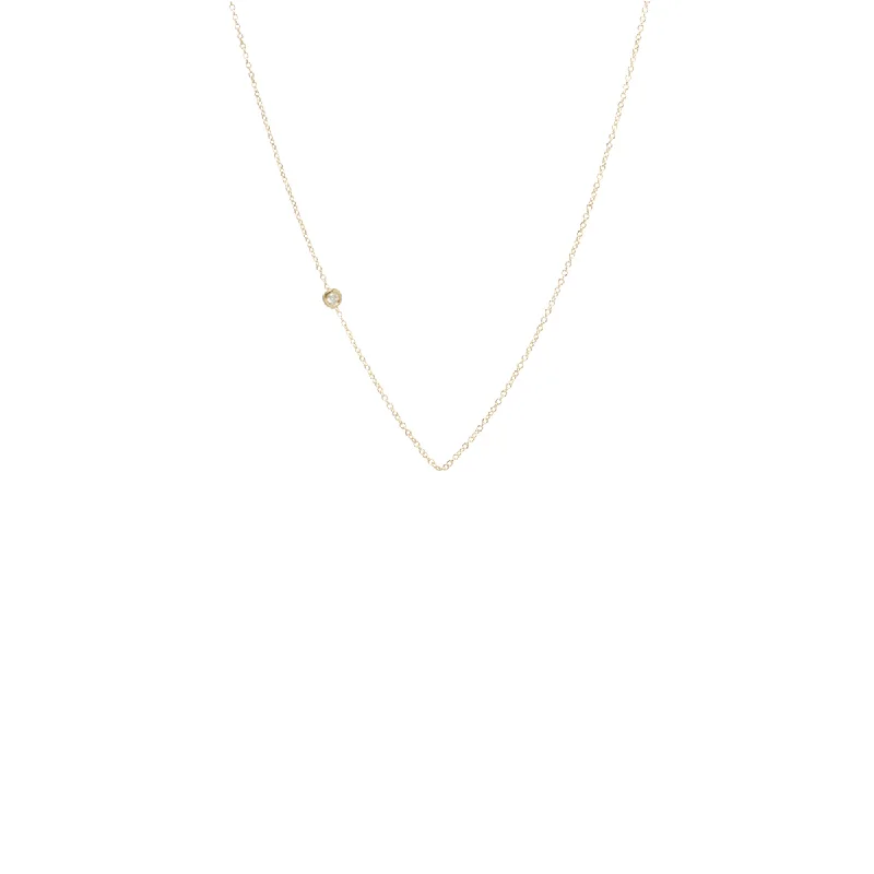 white gold diamond cluster ring 14k Gold Chain with an Offset Floating 2mm White Diamond