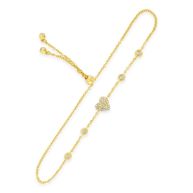 diamond tennis bracelet real Diamond Adjustable Heart Bracelet