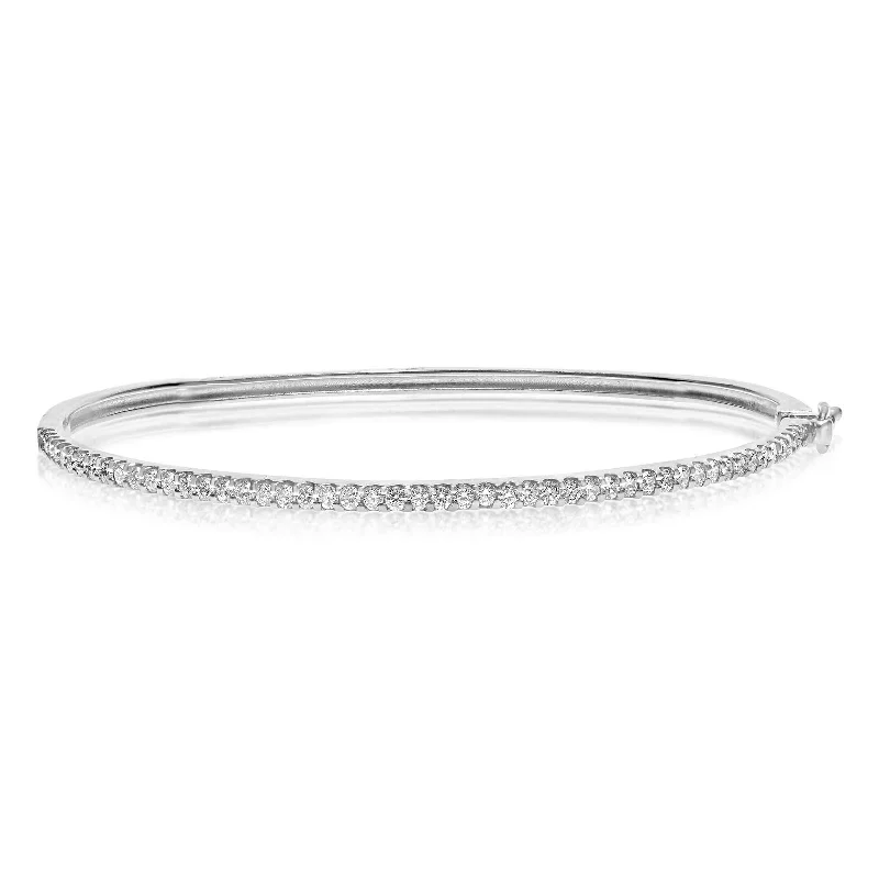 minimalist chain anklet gold Diamond Bangle Bracelet, 1.50 Carats, 14K White Gold