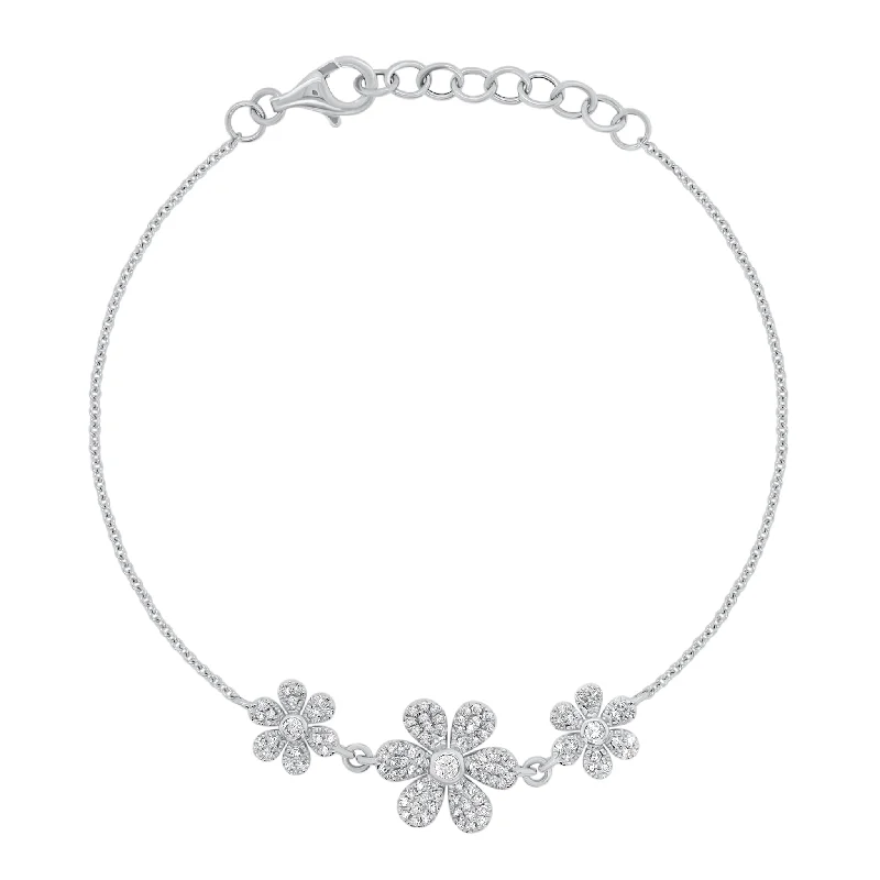 delicate pearl bracelet Diamond Daisy Trio Fashion Bracelet