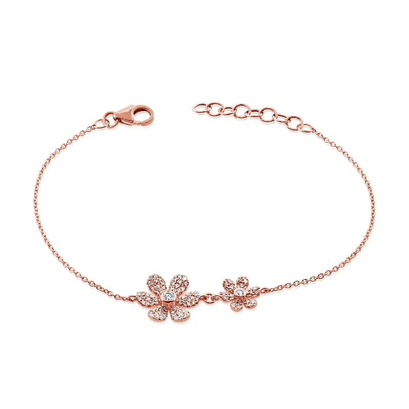 simple engraved wedding ring Diamond Double Daisy Bracelet