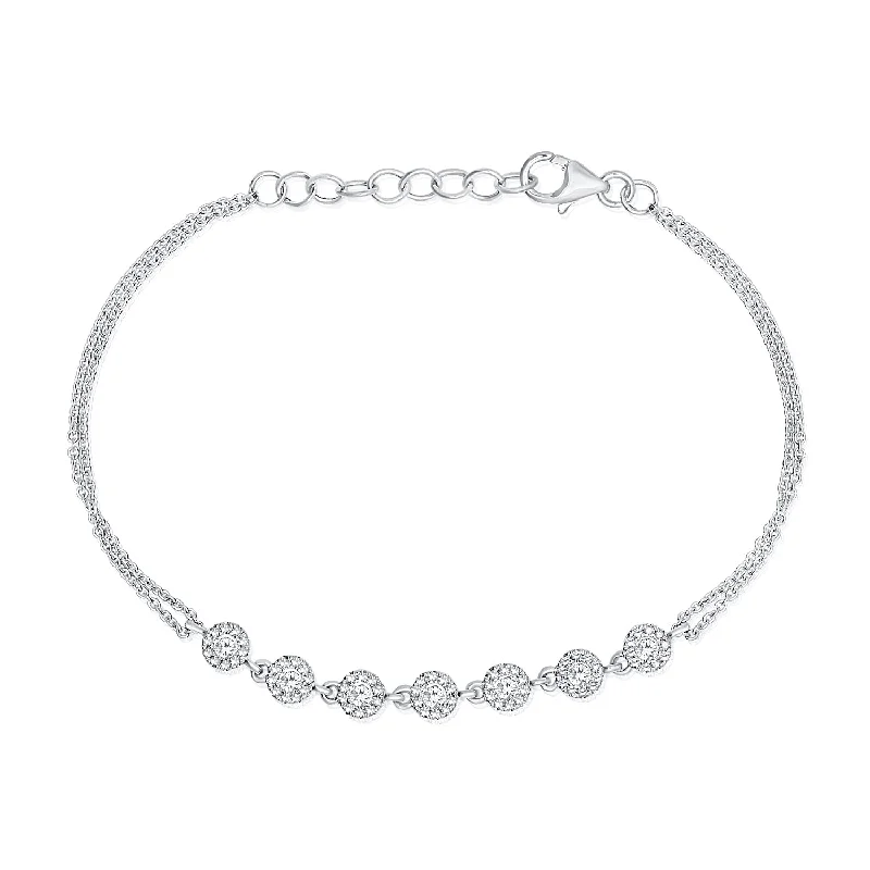 silver arrow pendant necklace Diamond Halo Cable Chain Bracelet