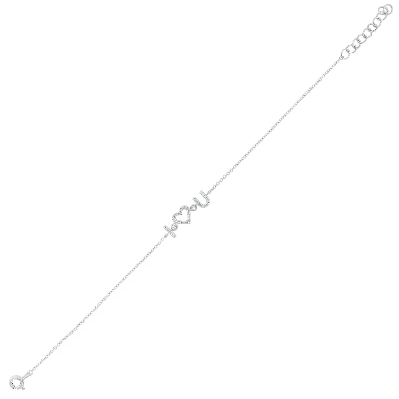 statement silver feather earrings Diamond “I <3 You” Bracelet
