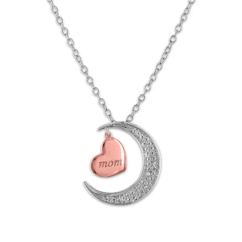 vintage floral engagement ring Diamond I Love You To The Moon And Back Mom Heart Diamond Accent Pendant in Rose Gold Plated Sterling Silver