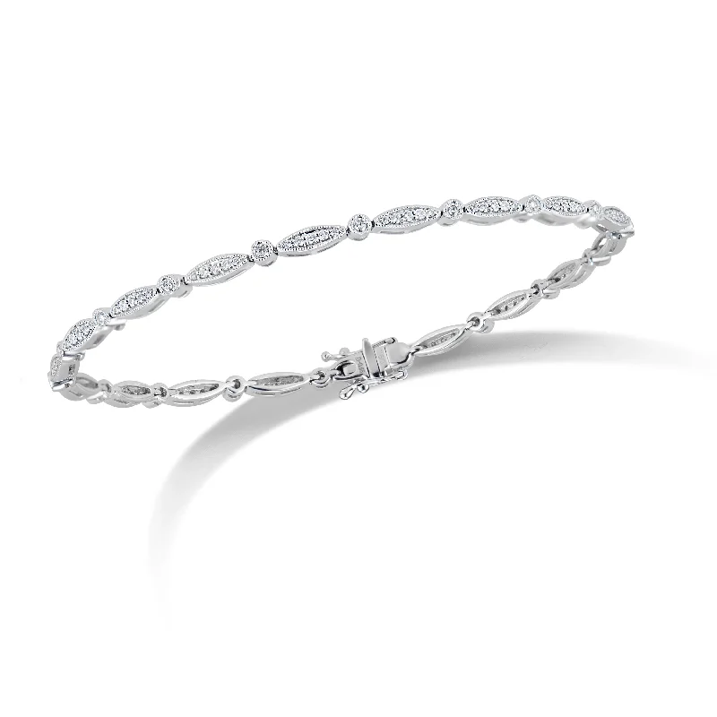 men’s sterling silver cufflinks Diamond Marquises & Circles Tennis Bracelet