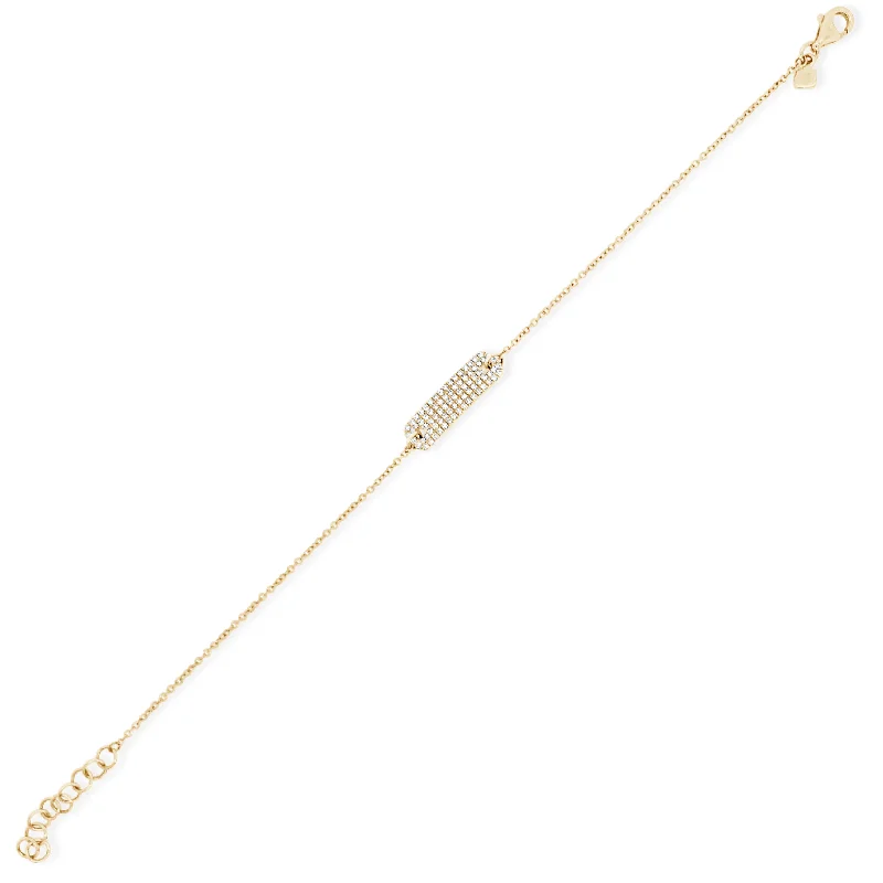 silver moon and star pendant Diamond Rectangle ID Bracelet