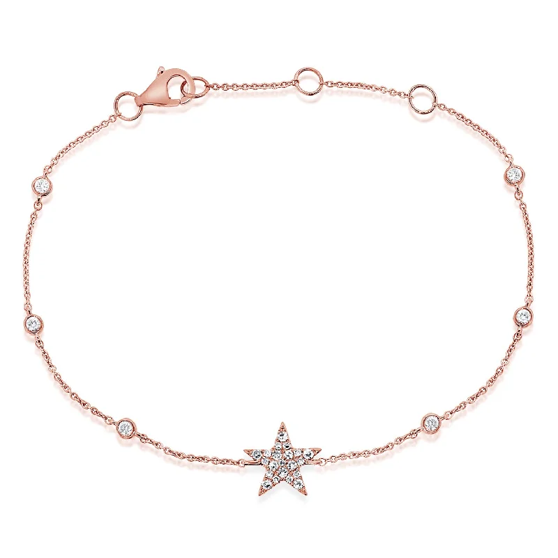 men’s woven leather bracelet Diamond Star Bracelet with Diamond Bezels