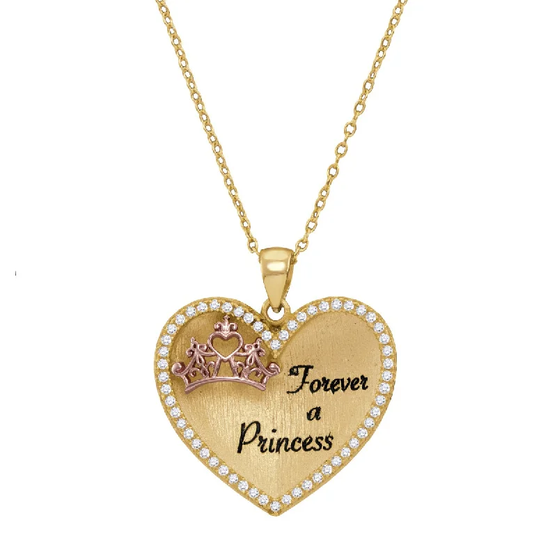 simple snake chain necklace Disney 14KT Yellow Gold Plated Sterling Silver and Cubic Zirconia 18-inch Forecer Princess Crown Pendant