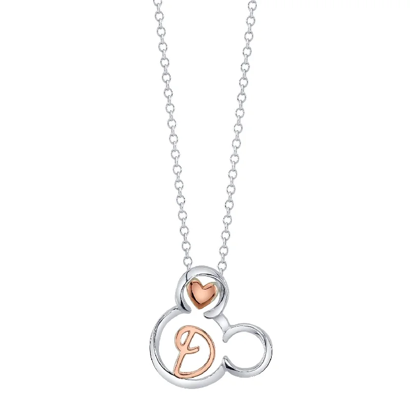 thin gold wedding band women Disney Sterling Silver 18-inch Initial Pendant; Initial D
