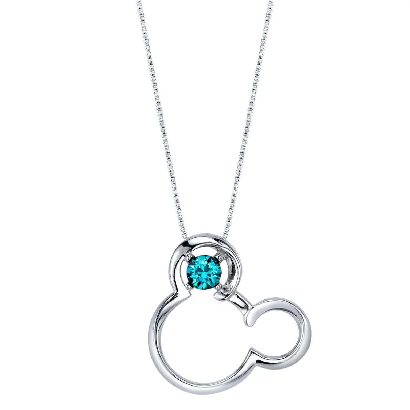 vintage rose gold engagement ring Disney Sterling Silver Round Crystal 18-inch Birthstone Mickey Mouse Pendant