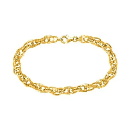 gold charm bracelet with initials Double Link Lightweight Bracelet, 14K Yellow Gold