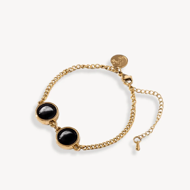 hexagon-shaped engagement ring unique Double Moon Pallene Bracelet in Gold