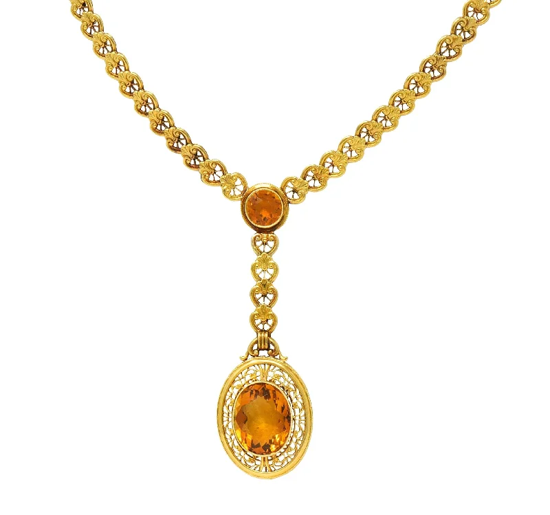 celestial galaxy planet earrings Early Art Deco Bippart & Co. Citrine 14 Karat Yellow Gold Lotus Antique Sautoir Drop Necklace