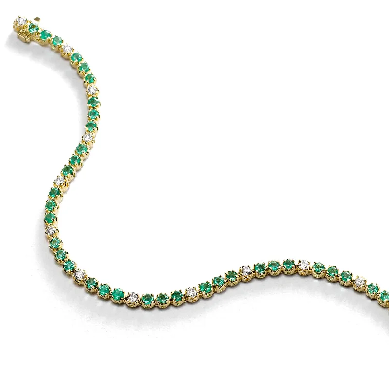 men’s sterling silver cufflinks Emerald and Diamond Flexible Bracelet, 14K Yellow Gold