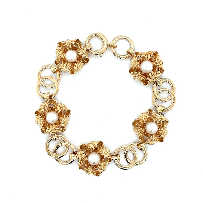 small diamond nose stud ESTATE 14KY Gold Bird's Nest Style Pearl Bracelet