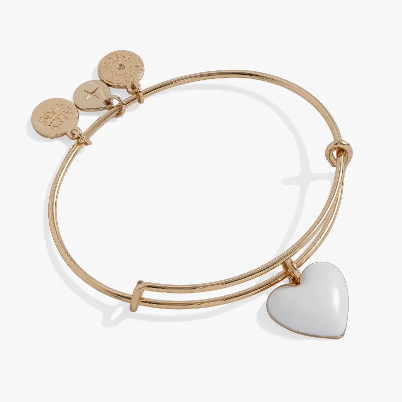 hammered sterling silver band Enamel Heart Charm Bangle