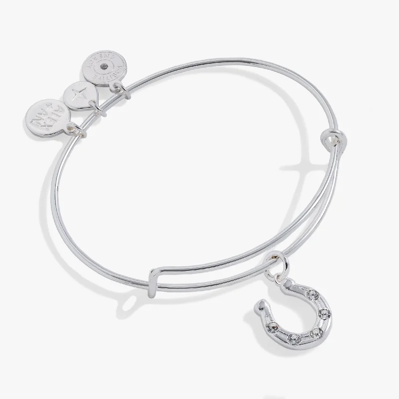 rose gold bar bracelet personalized Horseshoe Charm Bangle
