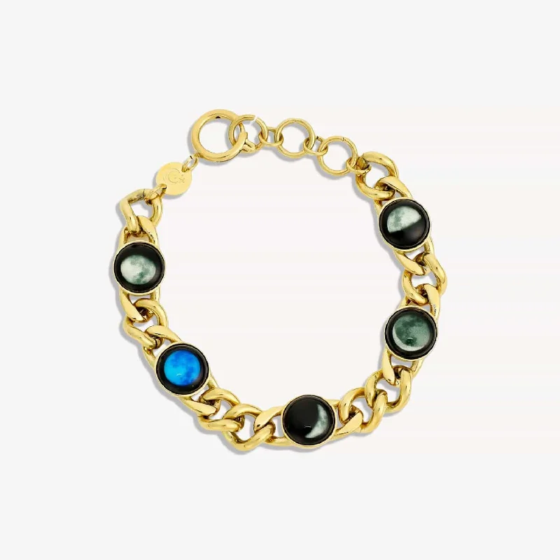 bold statement ring chunky Five Moon Pleiades Bracelet in Gold