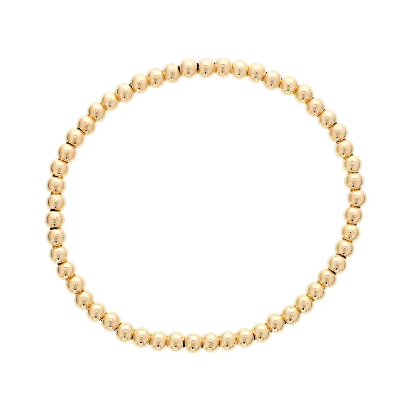 minimalist gemstone stud earrings Gold Filled Beads, 4 MM, Stretch Bracelet