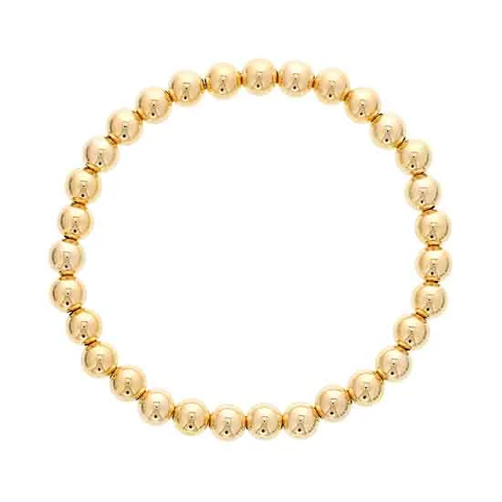 adjustable silver cuff bracelet Gold Filled Beads, 6 MM, Stretch Bracelet