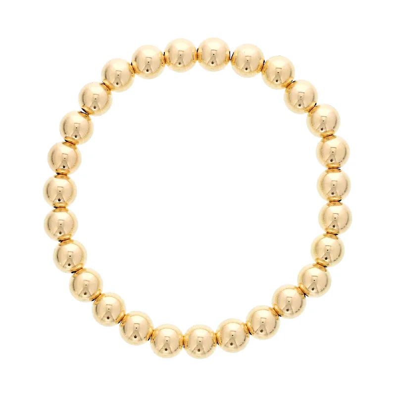 men’s leather and silver bracelet Gold Filled Beads, 7 MM, Stretch Bracelet