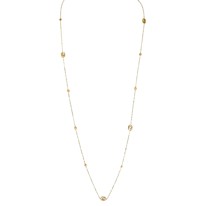 boho gold leaf ring Gucci 2000's Topaz 18 Karat Yellow Gold GG Running Station Chain Necklace