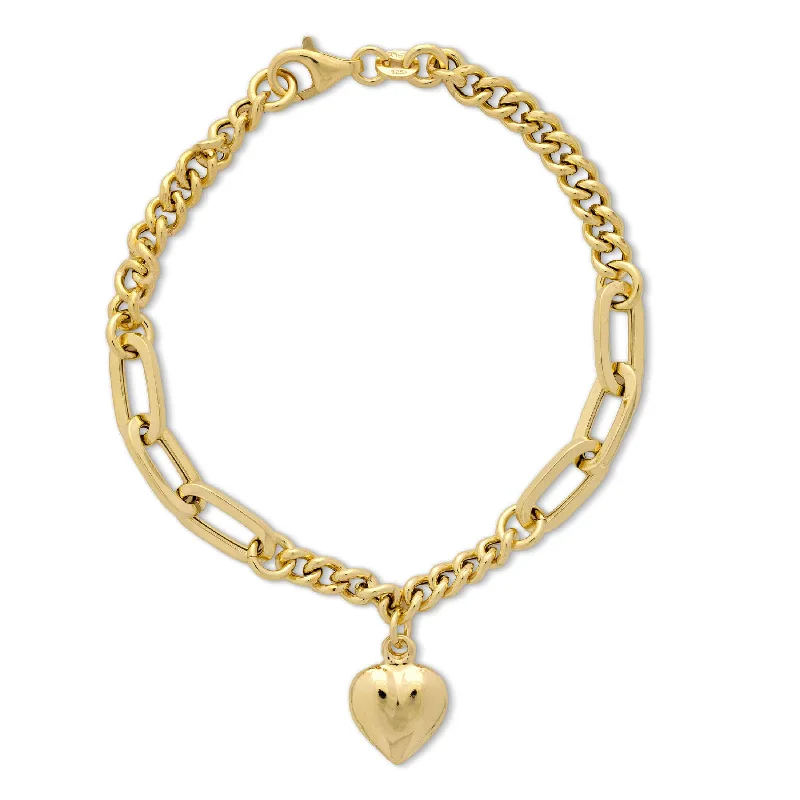 gold opal ring Heart Dangle Bracelet, Yellow Gold Plated