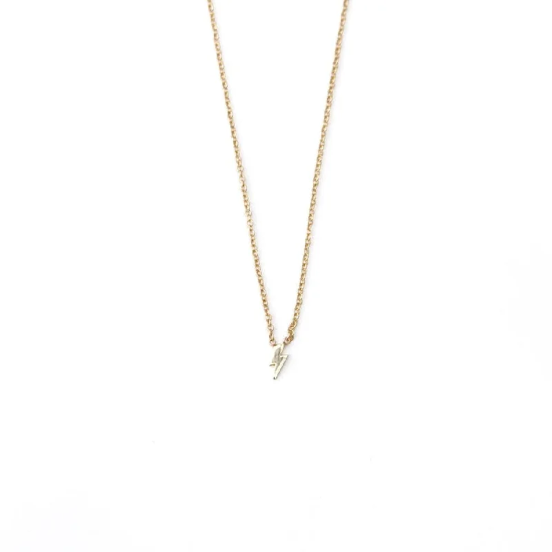 layered pearl choker necklace 14k Gold Itty Bitty Lightning Bolt Necklace