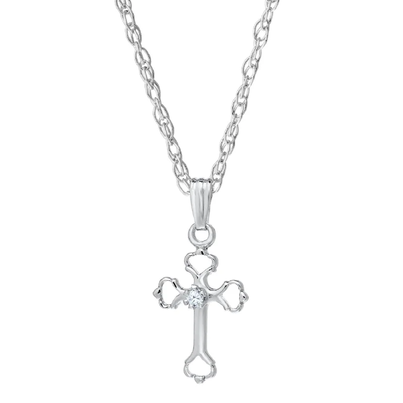 dainty heart charm necklace Kiddie Kraft Sterling Silver 15-inch Childrens Cross Pendant