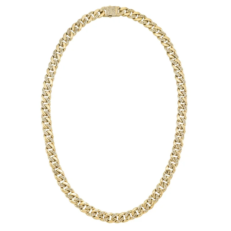 personalized silver cuff bracelet King by Simone I Smith Yellow Stainless Steel and Crystal 24-inch 11.9MM Cuban Link Chain