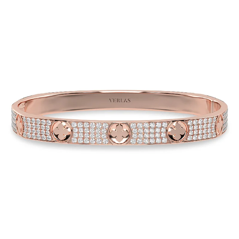 art deco diamond bracelet La Fleur 4-Diamond Rows Square Bangle